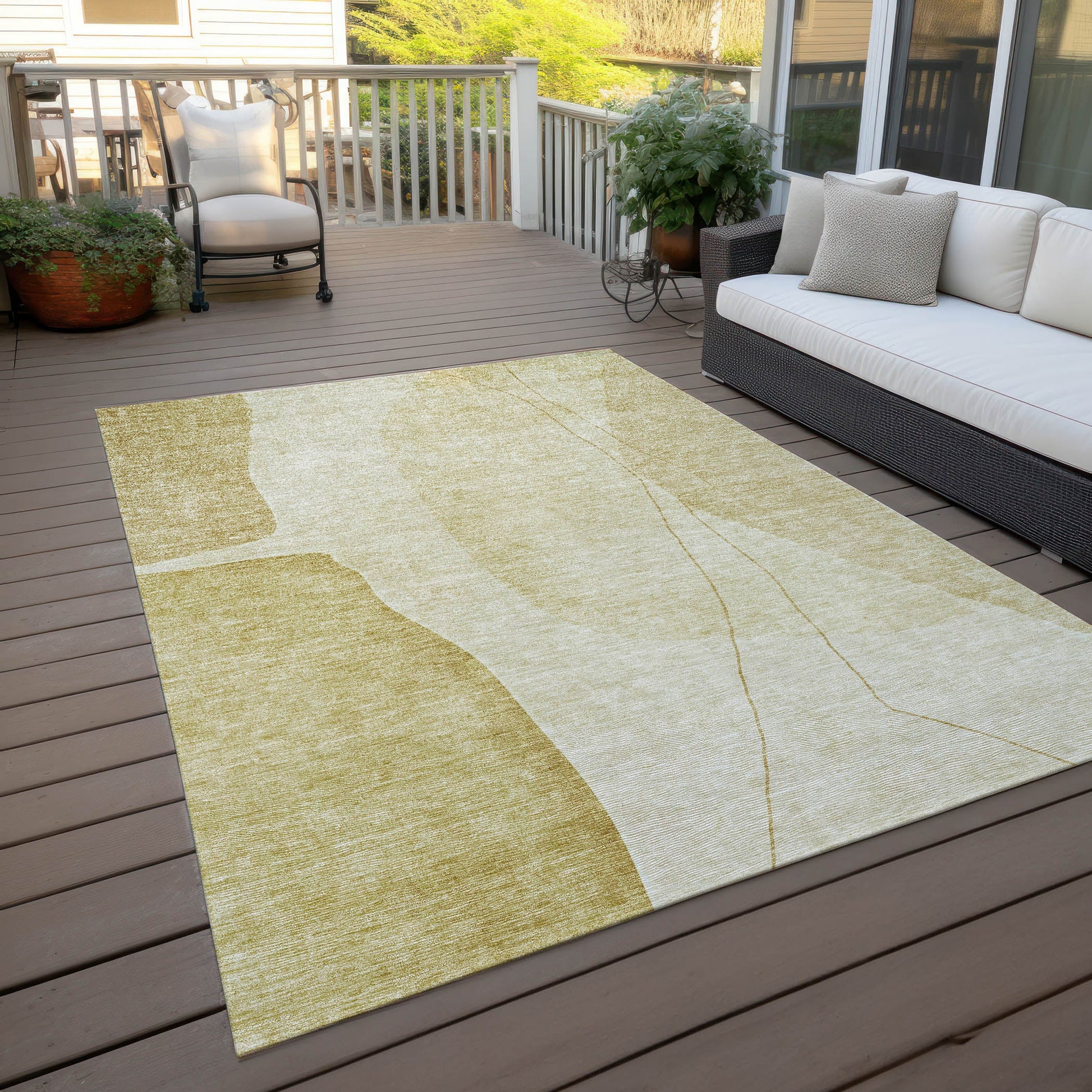 Addison Rugs Modern Gold Washable Indoor-Outdoor Rug