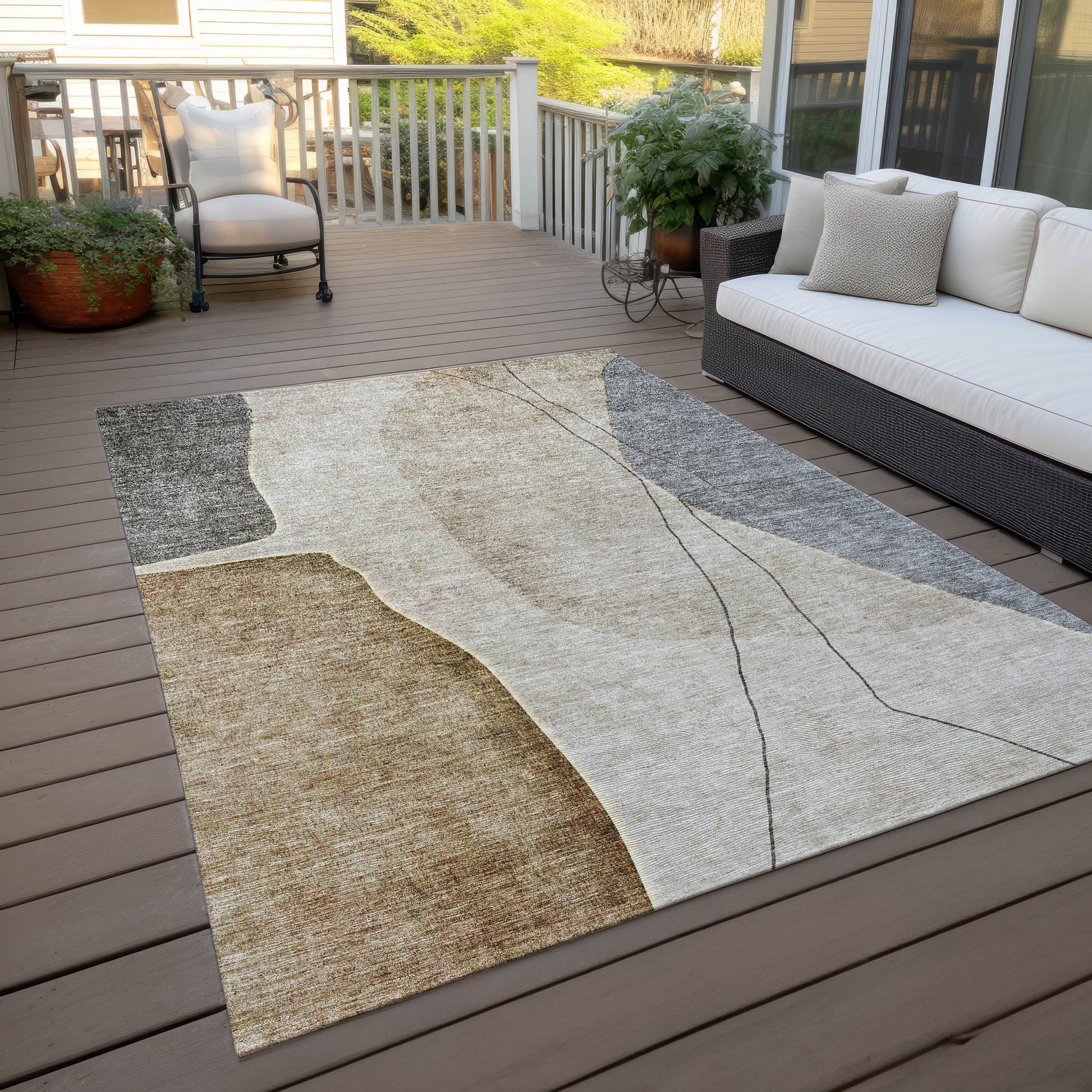 Addison Rugs Modern Taupe Washable Indoor-Outdoor Rug