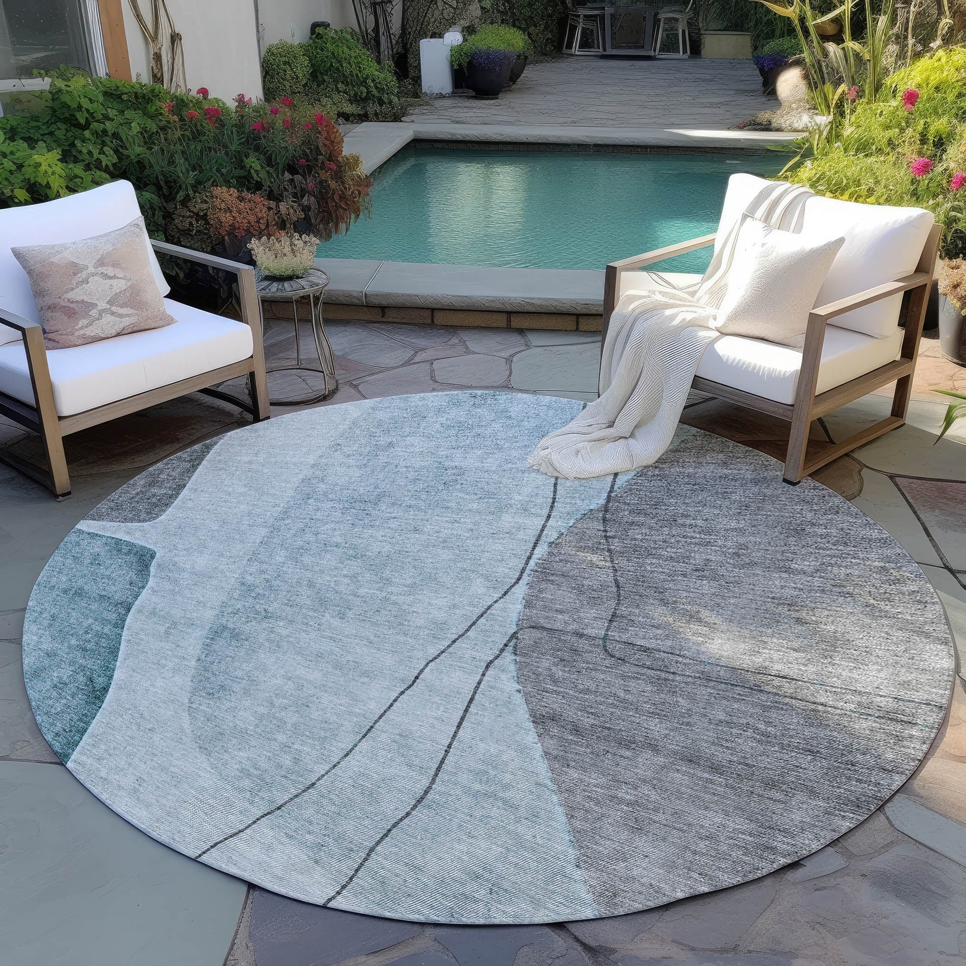 Addison Rugs Modern Teal Washable Indoor-Outdoor Rug