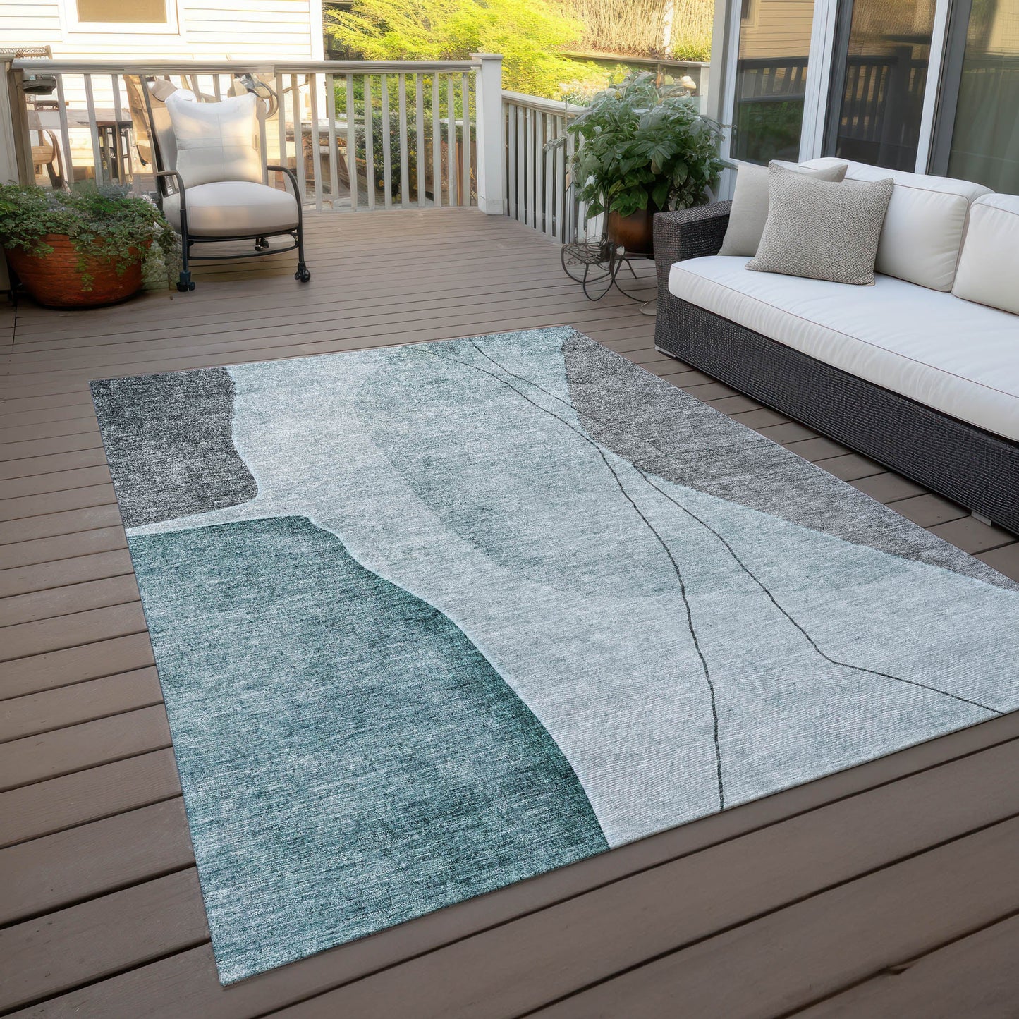 Addison Rugs Modern Teal Washable Indoor-Outdoor Rug