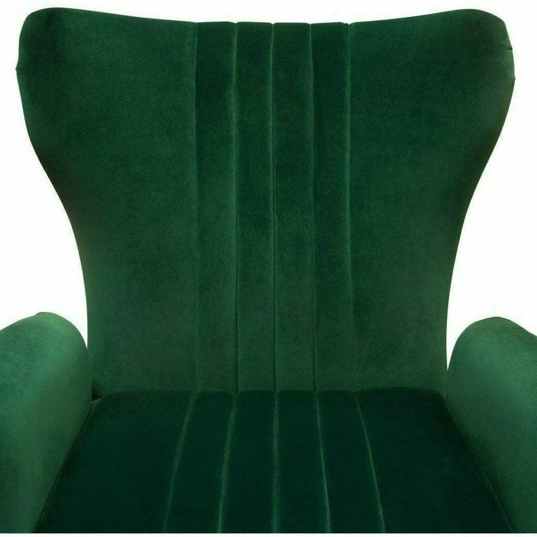 Modern Wingback Armchair Green Velvet Fabric Gold Metal Legs Club Chairs LOOMLAN By Diamond Sofa