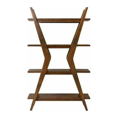 Modern X Shaped Wooden 4 Shelve Etagere - LOOMLAN - Bassett Mirror - Etageres