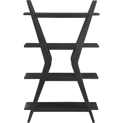 Modern X Shaped Wooden 4 Shelve Etagere - LOOMLAN - Bassett Mirror - Etageres