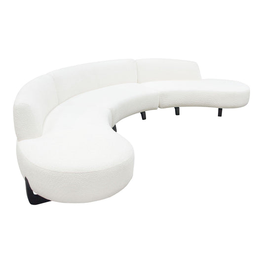 Modular Armless Curved Back White Boucle Sofa Chaise 3PC Set Modular Sofas Sideboards and Things  By Diamond Sofa