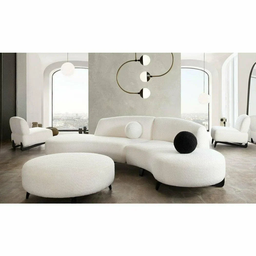 Modular Curved Back White Boucle Sherpa Sofa Chaise 2PC Set Modular Sofas Sideboards and Things  By Diamond Sofa