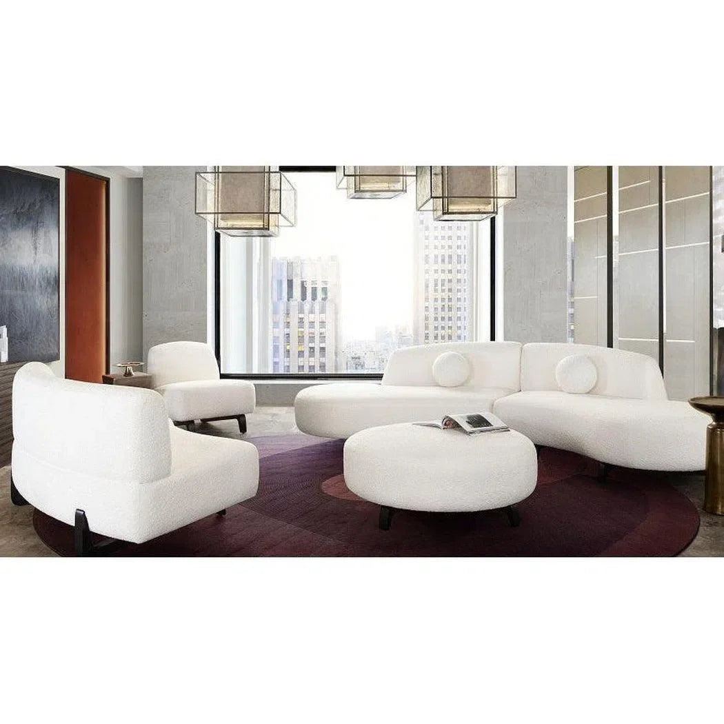 Modular Curved Back White Boucle Sherpa Sofa Chaise 2PC Set Modular Sofas Sideboards and Things  By Diamond Sofa