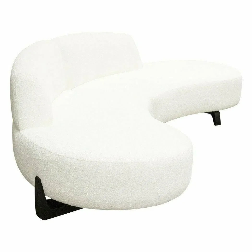 Modular Curved Back White Boucle Sherpa Sofa Chaise 2PC Set Modular Sofas Sideboards and Things  By Diamond Sofa