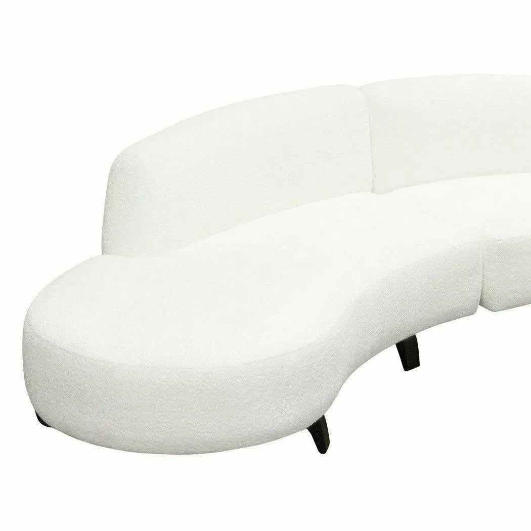 Modular Curved Back White Boucle Sherpa Sofa Chaise 2PC Set Modular Sofas Sideboards and Things  By Diamond Sofa