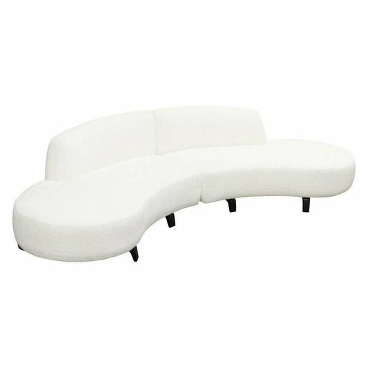 Modular Curved Back White Boucle Sherpa Sofa Chaise 2PC Set Modular Sofas Sideboards and Things  By Diamond Sofa