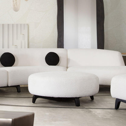 Modular Round White Boucle Sherpa Ottoman Table Modular Components Sideboards and Things  By Diamond Sofa