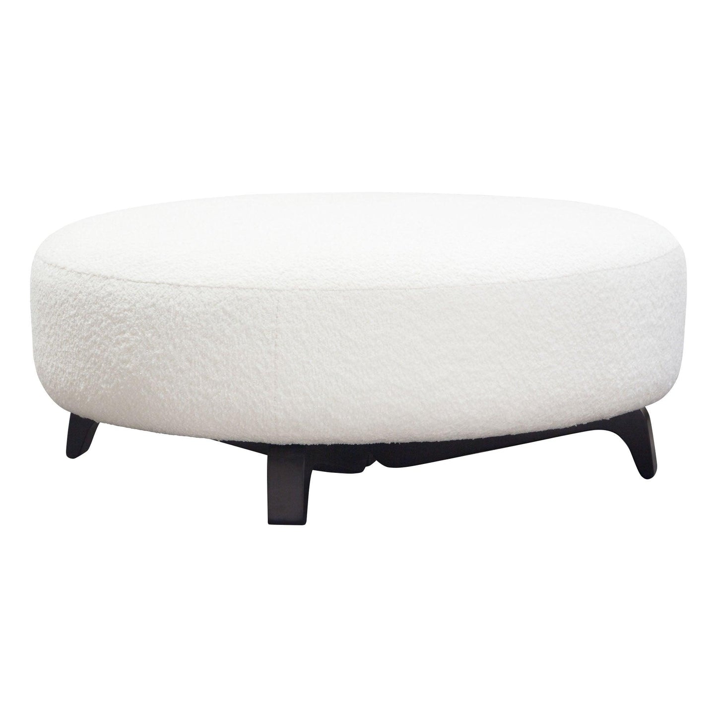 Modular Round White Boucle Sherpa Ottoman Table Modular Components Sideboards and Things  By Diamond Sofa