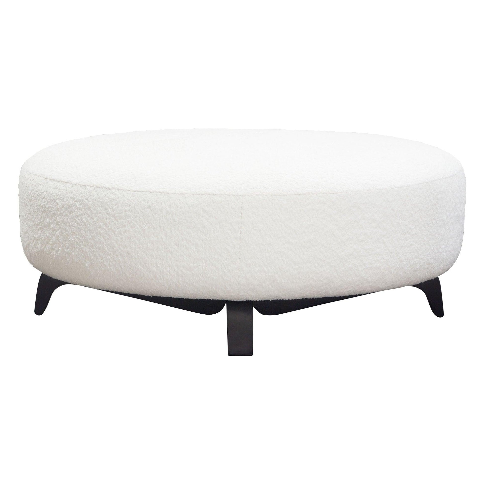 Modular Round White Boucle Sherpa Ottoman Table Modular Components Sideboards and Things  By Diamond Sofa