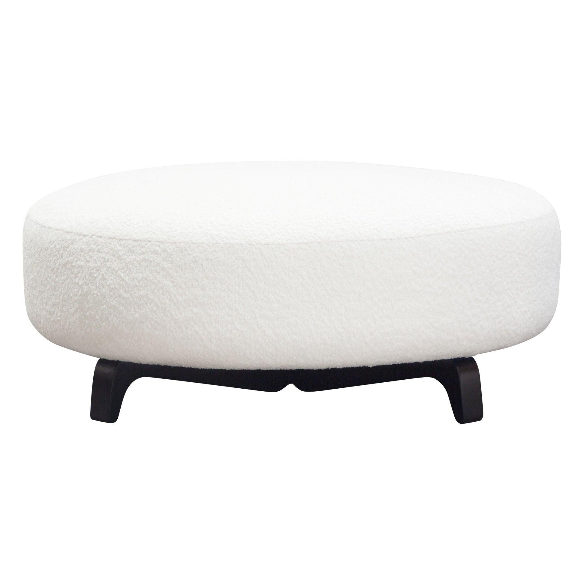 Modular Round White Boucle Sherpa Ottoman Table Modular Components Sideboards and Things  By Diamond Sofa