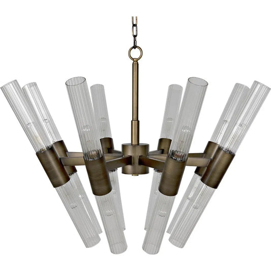 Noir Moira Chandelier, Aged Brass Finish