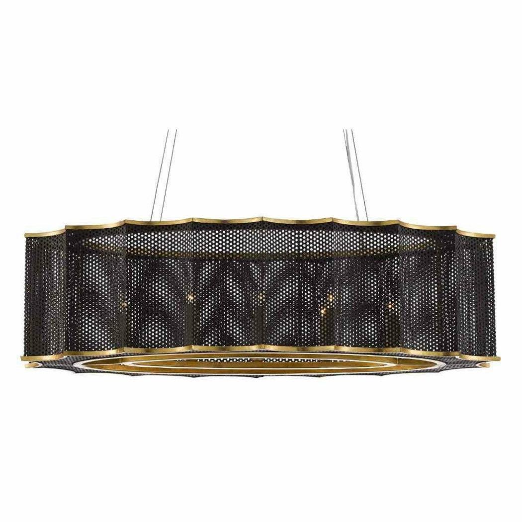 Mole Black Gold Leaf Nightwood Chandelier Chandeliers Sideboards and Things By Currey & Co