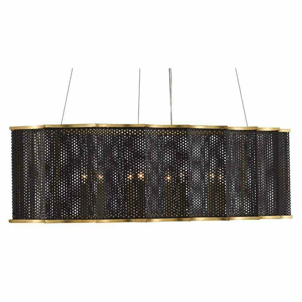 Mole Black Gold Leaf Nightwood Chandelier Chandeliers Sideboards and Things By Currey & Co