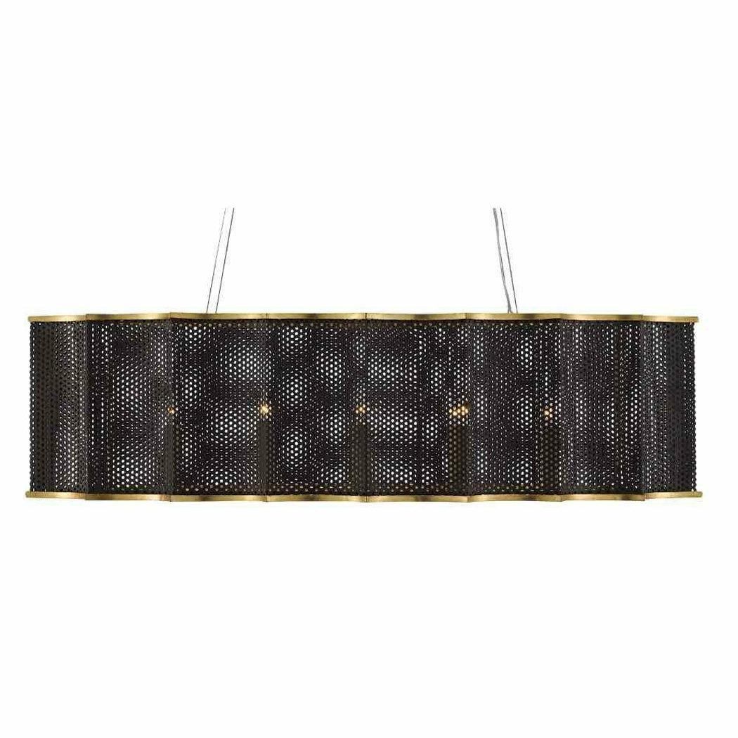 Mole Black Gold Leaf Nightwood Chandelier Chandeliers Sideboards and Things By Currey & Co