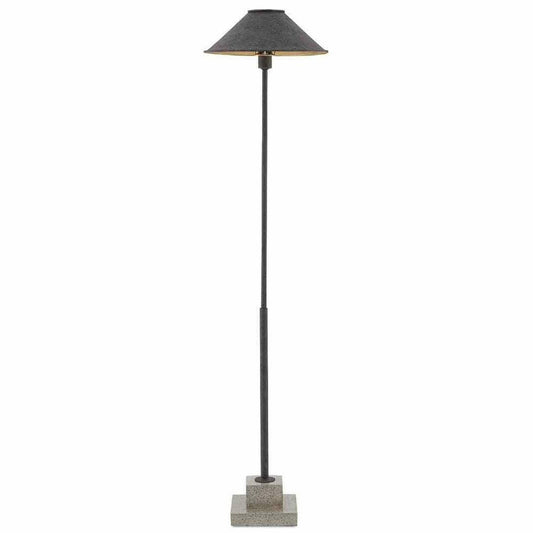 Mole Black Gold Leaf Polished Concrete Fudo Floor Lamp Floor Lamps Sideboards and Things By Currey & Co