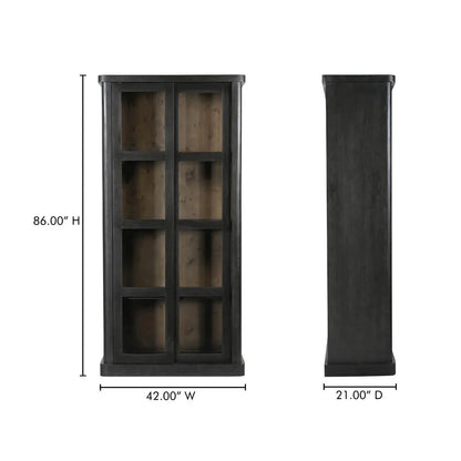 Mona Black Solid Wood With Sliding Doors Tall Cabinet - LOOMLAN - Moe's Home - Accent Cabinets