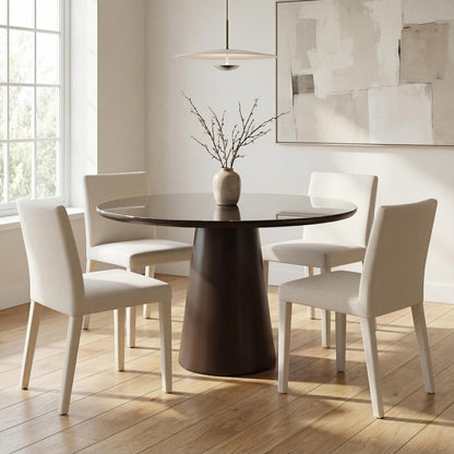 Urbia Mona Lacquered Glass Top Round Dining Table