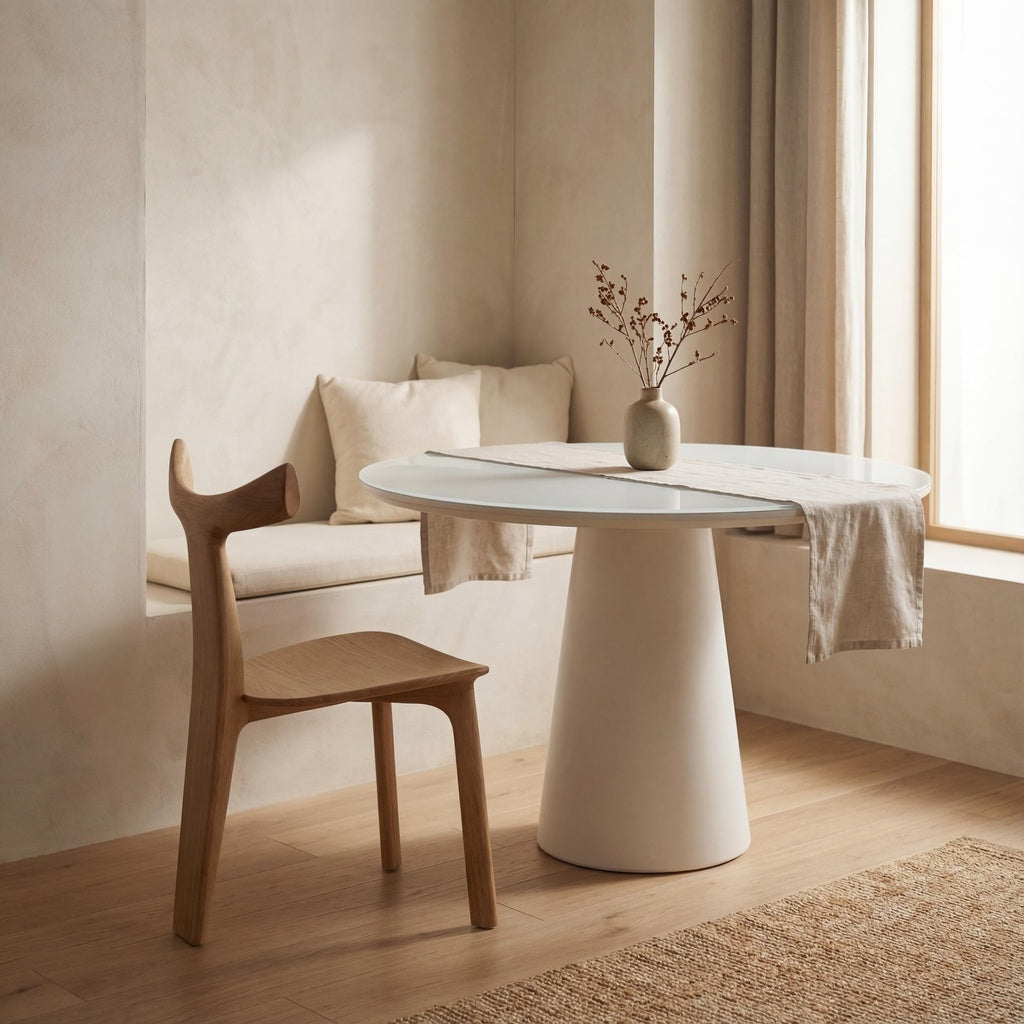 Urbia Mona Lacquered Glass Top Round Dining Table