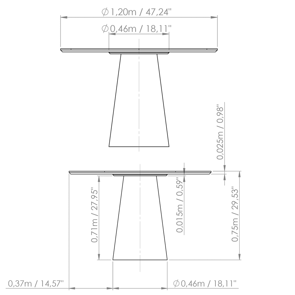 Urbia Mona Lacquered Glass Top Round Dining Table