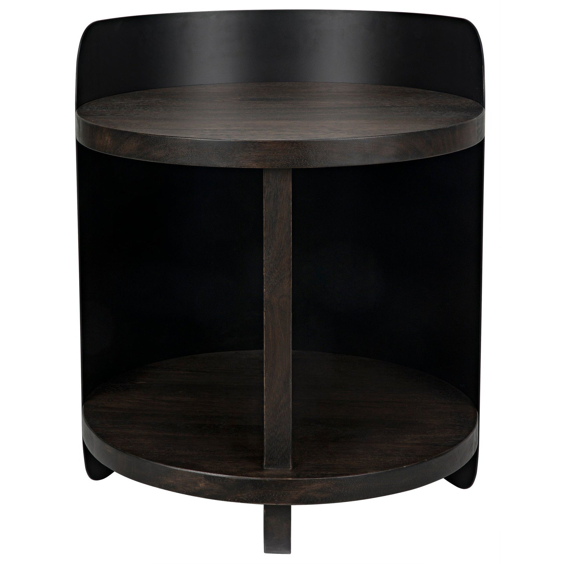 Mondo Bongo Wood and Steel Round Side Table-Side Tables-Noir-Sideboards and Things