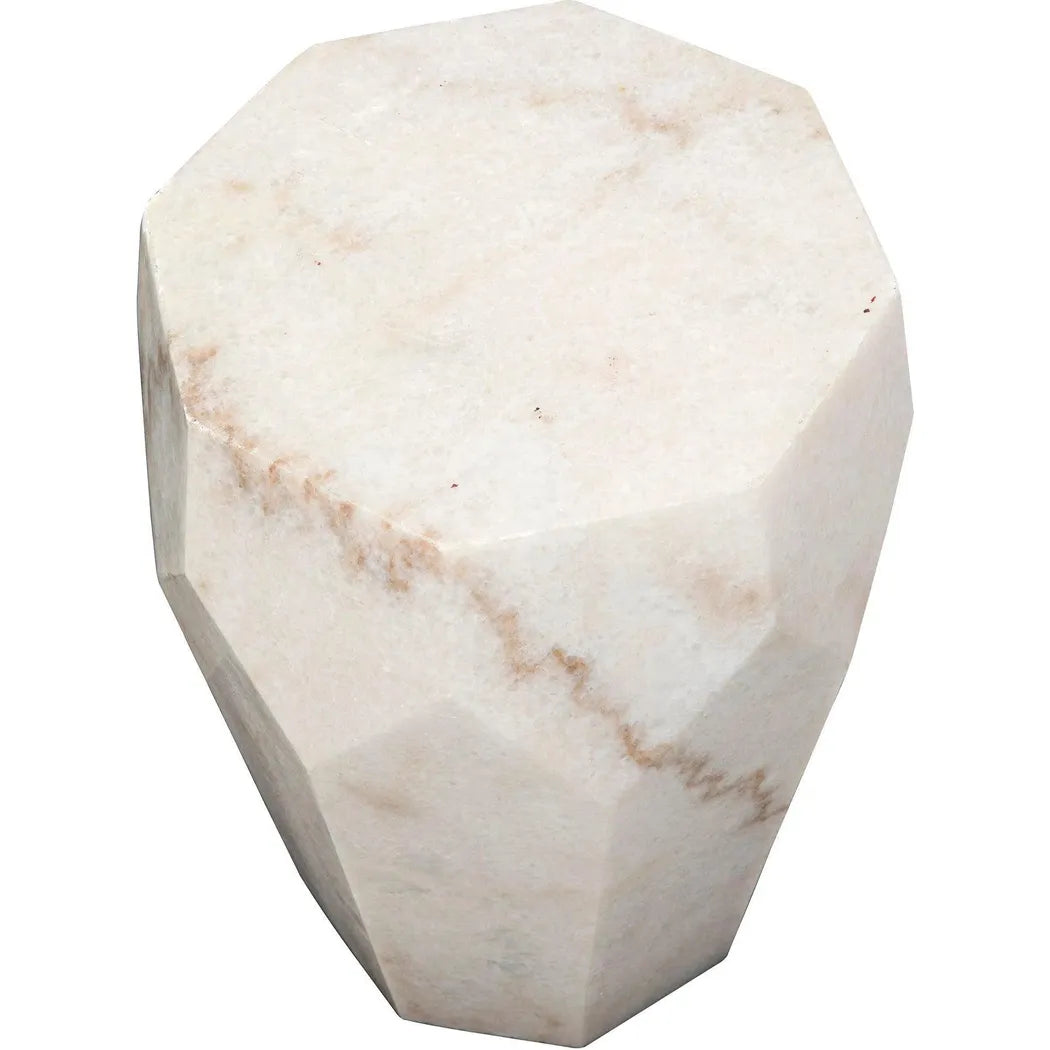 Monolith Marble White Geometric Side Table