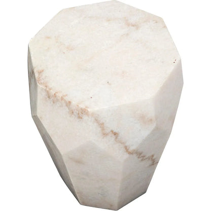Monolith Marble White Geometric Side Table