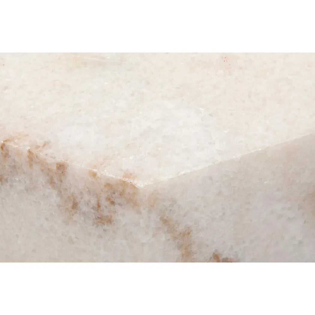 Monolith Marble White Geometric Side Table