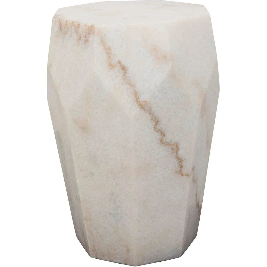 Monolith Marble White Geometric Side Table