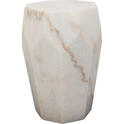Monolith Marble White Geometric Side Table
