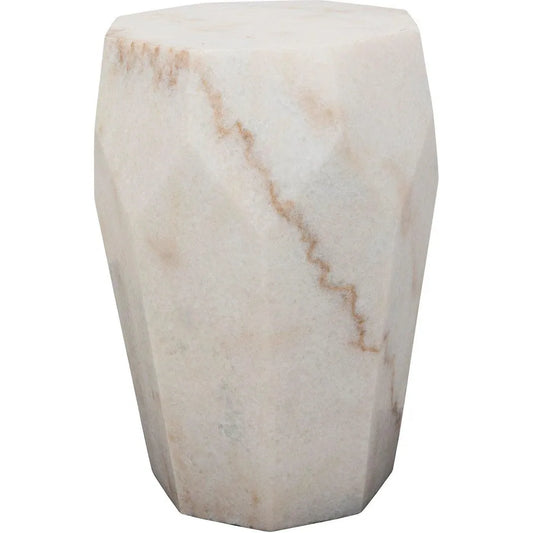 Noir Monolith Marble White Geometric Side Table