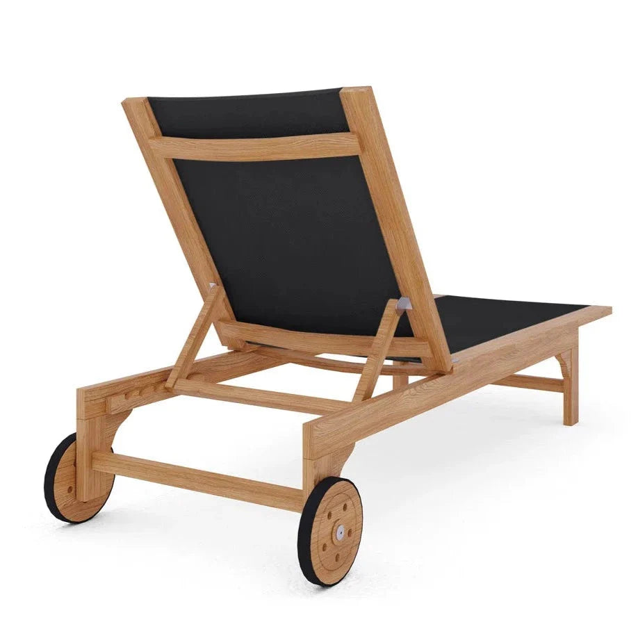 Montauk Teak Outdoor Reclining Sunlounger with Wheels-Outdoor Cabanas & Loungers-HiTeak-Sideboards and Things