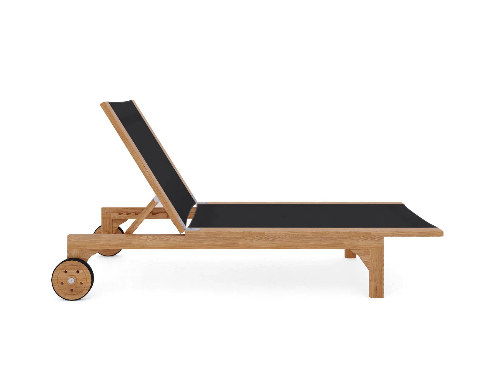 Montauk Teak Outdoor Reclining Sunlounger with Wheels-Outdoor Cabanas & Loungers-HiTeak-Sideboards and Things