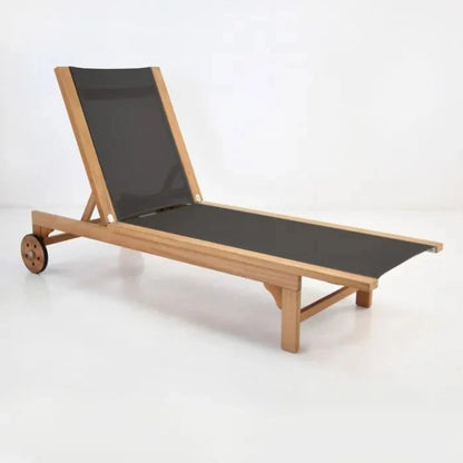 Montauk Teak Outdoor Reclining Sunlounger with Wheels-Outdoor Cabanas & Loungers-HiTeak-Sideboards and Things