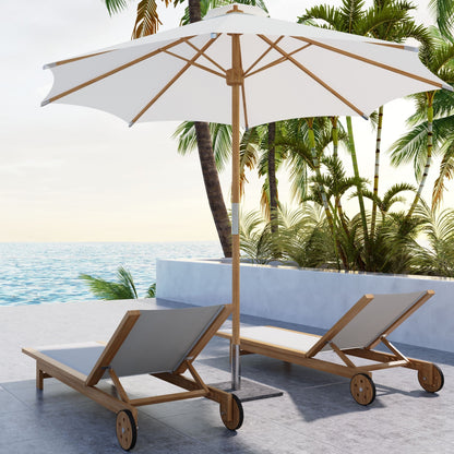 Montauk Teak Outdoor Reclining Sunlounger with Wheels-Outdoor Cabanas & Loungers-HiTeak-Sideboards and Things