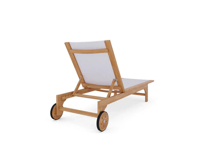 Montauk Teak Outdoor Reclining Sunlounger with Wheels-Outdoor Cabanas & Loungers-HiTeak-Sideboards and Things