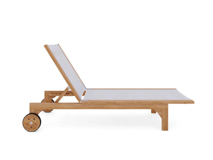 Montauk Teak Outdoor Reclining Sunlounger with Wheels-Outdoor Cabanas & Loungers-HiTeak-Sideboards and Things