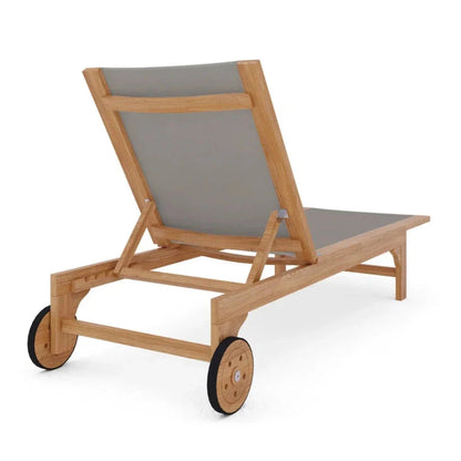 Montauk Teak Outdoor Reclining Sunlounger with Wheels-Outdoor Cabanas & Loungers-HiTeak-Sideboards and Things