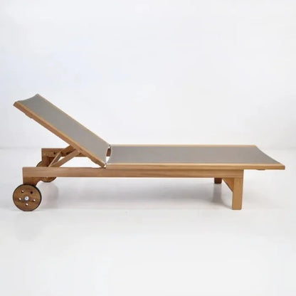 Montauk Teak Outdoor Reclining Sunlounger with Wheels-Outdoor Cabanas & Loungers-HiTeak-Sideboards and Things