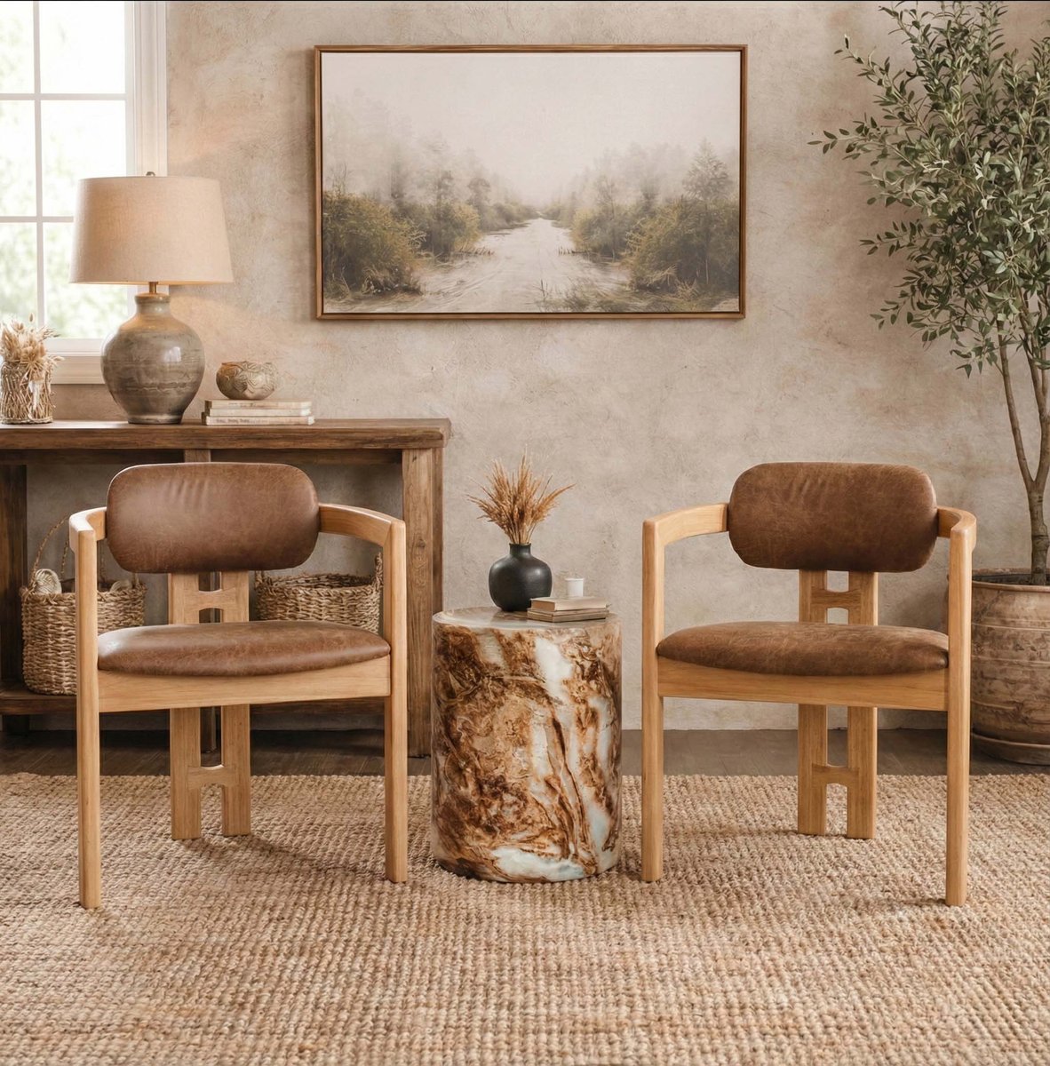 LH Home Monterrey Leather Dining Chair