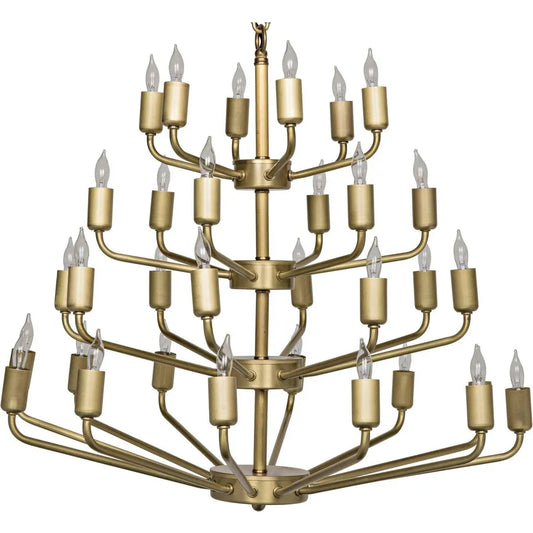 Noir Montoro Metal Chandelier With Antique Brass