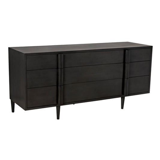 Morten Wood Black Dresser With 9 Drawers-Dressers-Noir-Sideboards and Things