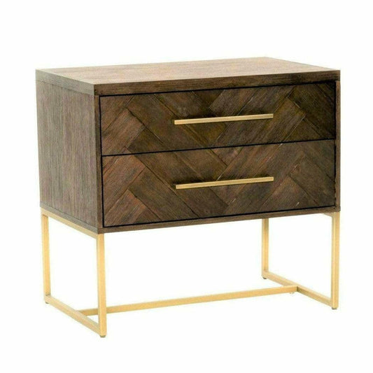 Mosaic 30 Inch Nightstand Dark Brown Metal and Wood Nightstands Sideboards and Things By Essentials For Living