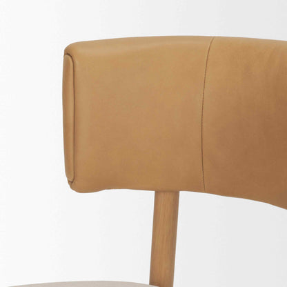 Mercana Motley Tan Leather Armless Dining Chair 2PC