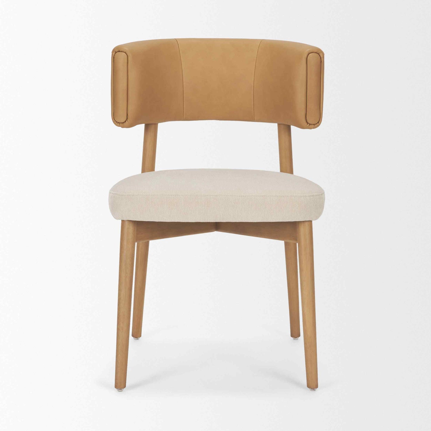 Mercana Motley Tan Leather Armless Dining Chair 2PC
