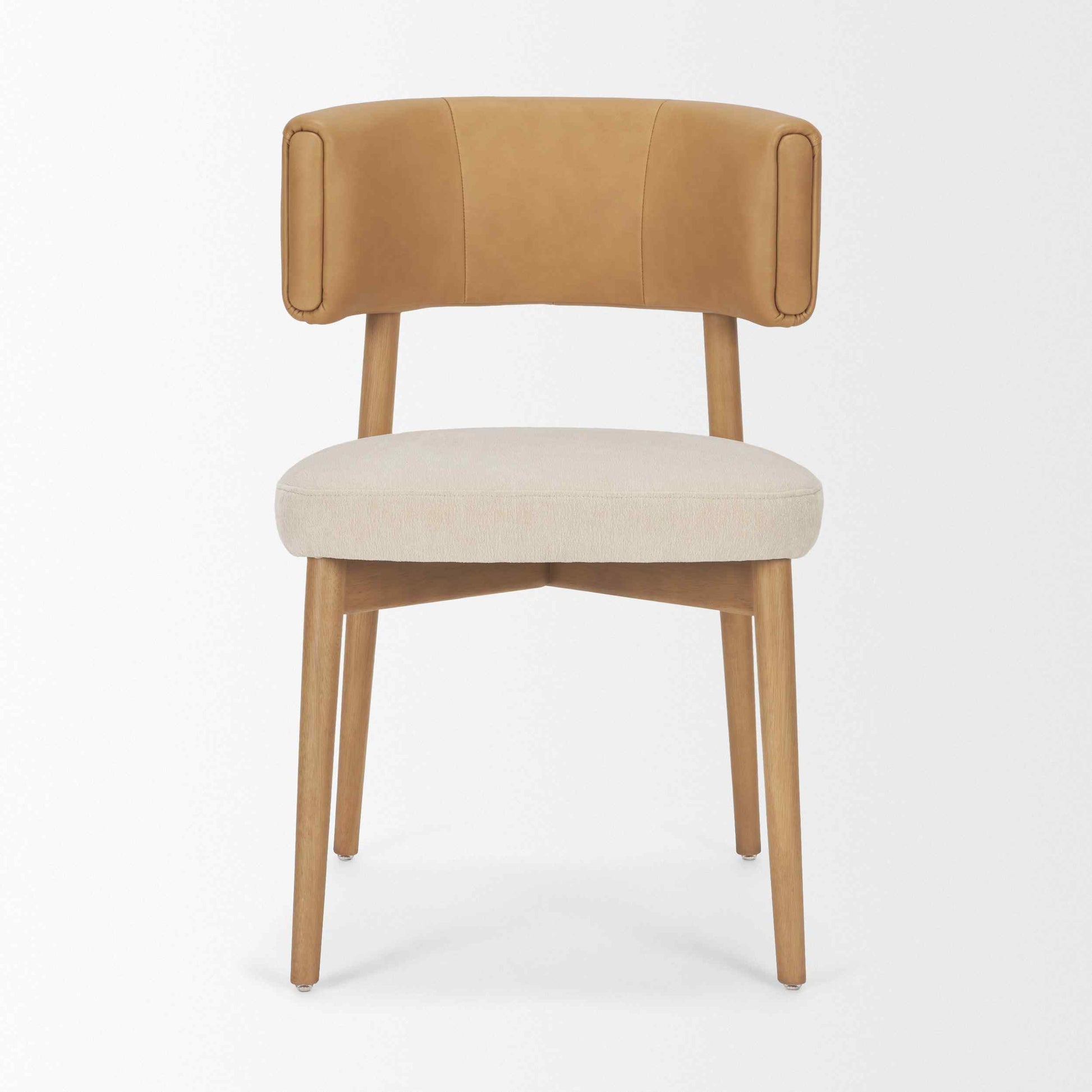 Mercana Motley Tan Leather Armless Dining Chair 2PC