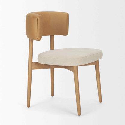 Mercana Motley Tan Leather Armless Dining Chair 2PC