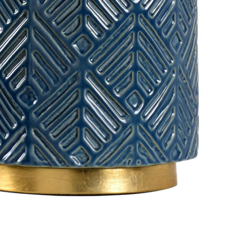 Mountain Pine Blue Glaze Ceramic Table Lamp-Table Lamps-Wildwood-LOOMLAN